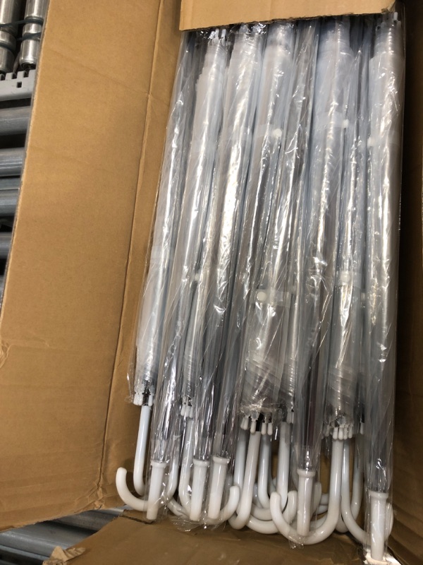 Photo 1 of 30 Pieces Wedding Umbrellas Bulk Auto Open Stick Umbrellas with White European J Hook Handle Windproof Large Canopy Umbrella for Outdoor Wedding Bride Groom Photography Golf Clear