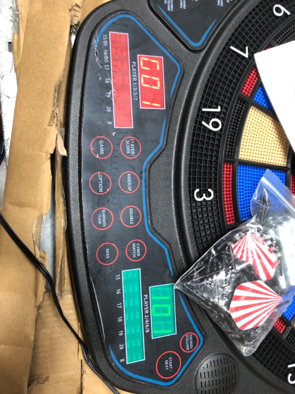 Photo 3 of **MISSING PARTS** 
OLI Electronic Dart Board with 12 Soft Tip Darts