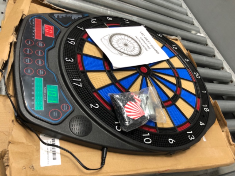 Photo 2 of **MISSING PARTS** 
OLI Electronic Dart Board with 12 Soft Tip Darts