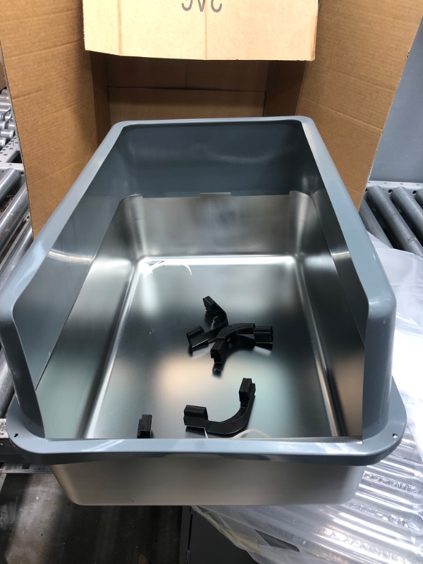 View 2 of iPrimio Ultimate Stainless Steel Cat XL Litter Box - Never Absorbs Odor, Stains, or Rusts - No Residue Build Up - Easy Cleaning Litterbox Designed by Cat Owners (1 Pan) 1 Pan With Enclosure