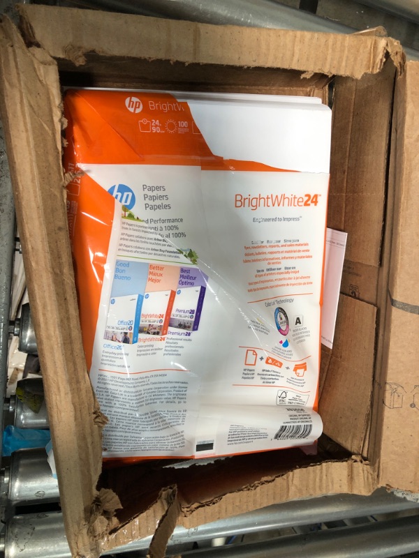 Photo 1 of Used / opened *** HP Printer Paper | 8.5 x 11 Paper | BrightWhite 24 lb |1 Ream - 500 Sheets| 100 Bright | Made in USA - FSC Certified | 203000R 1 Ream | 500 Sheets Letter (8.5 x 11)