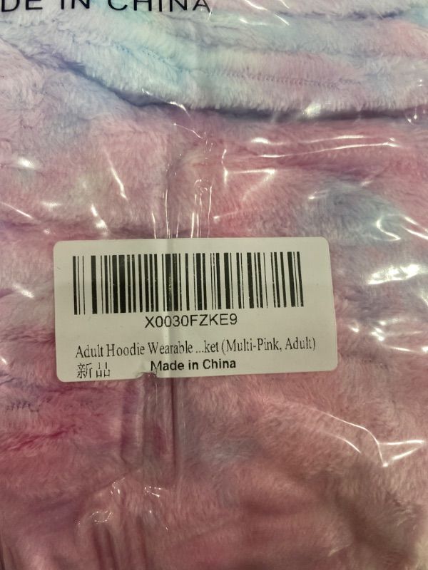 Photo 3 of Adult Hoodie Wearable Blanket, Pink Multicolor Super Cozy Warm and Oversized Sherpa Tie Dye Blanket Hooded for Women One Size