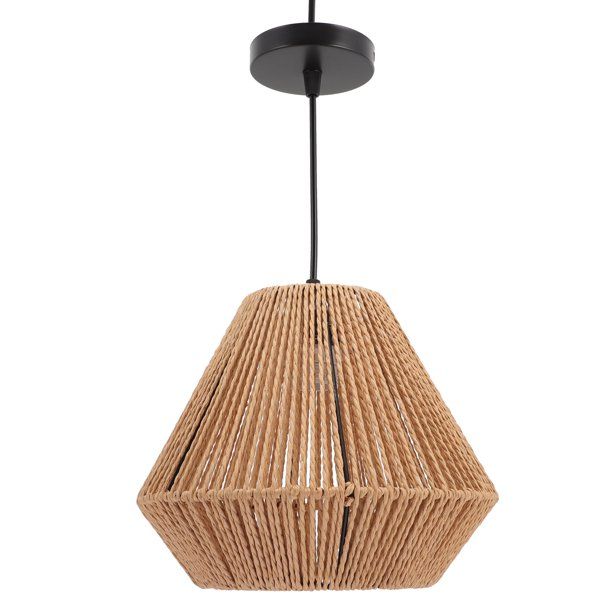 Photo 1 of 2PCK Hemoton Lamp Shade Light Woven Ceiling Hanging Pendant Shades Fixture Chandelier Weave Rattan Farmhouse Handwoven Wicker
