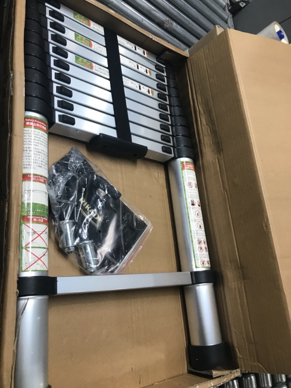 Photo 1 of Telescopic Ladder, 10.5FT RIKADE Aluminum Telescoping Ladder with Non-Slip Feet and Stable Hook, Portable Extension Ladder for Household and Outdoor Working, 330lb Capacity Aluminum 3.2m/10.5FT