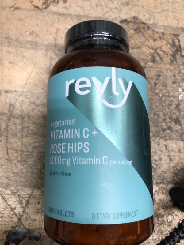 Photo 2 of Amazon Brand - Revly Vitamin C 1,000mg with Rose Hips, Gluten Free, Vegetarian, 300 Tablets --  EXP--01/05/2024