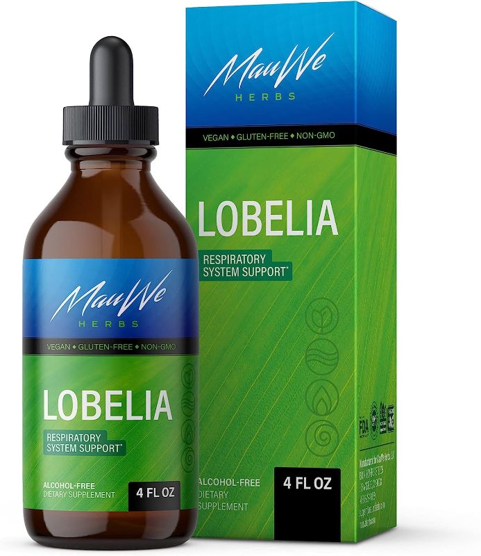 View 1 of EXP 02/23 - MAUWE HERBS Lobelia Tincture - Lobelia Inflata Herbal Supplement Supporting Lungs, Muscles, Joints, - Antioxidant & Blood Flow Support, Mood Booster,...