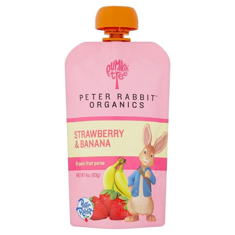 Photo 1 of  BEST BY 04/270/20023 - Peter Rabbit Organics Organic Fruit Puree Strawberry & Banana 4 Oz Each / Pack of 10
