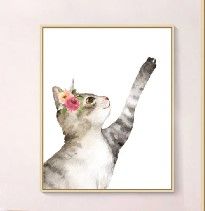 Photo 1 of  Cute Cat Wall Art - Room Decoration for Girls Bedroom, Kids Room, Living Room, Nursery - Cat Lover Gifts for Women - Adorable Pink Girly Kitty, Pussycat, Kitten Print