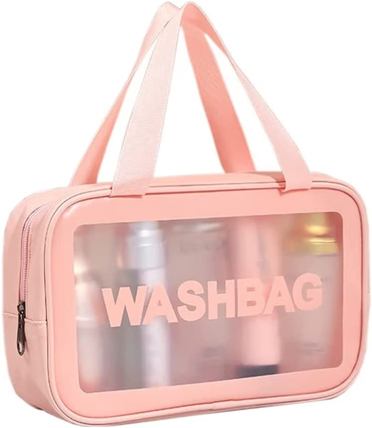 Photo 1 of 2pk- jeeone Toiletry Bag for Women Clear Travel Bags for Toiletries Portable PVC Large Clear Makeup Cosmetic Toiletry Organizer Bag Waterproof Transparent Small Clear Handbag for Women