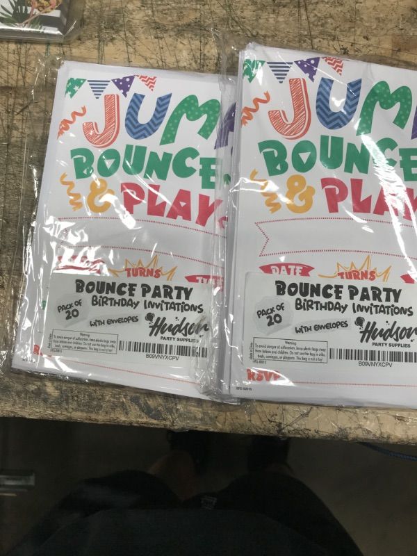 Photo 2 of Trampoline Party Invitations with Envelopes - (Pack of 20) - Bounce Invitations for Boys, Girls, Children, Toddlers and More. Trampoline Party Supplies. Fill in Style 2 ITEMS