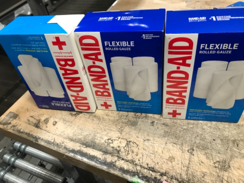 Photo 1 of Band-Aid Brand of First Aid Products Flexible Rolled Gauze Dressing for Minor Wound Care, Soft Padding and Instant Absorption, Sterile Kling Rolls, 4 Inches by 2.1 Yards, Value Pack, 5 ct SET OF 3