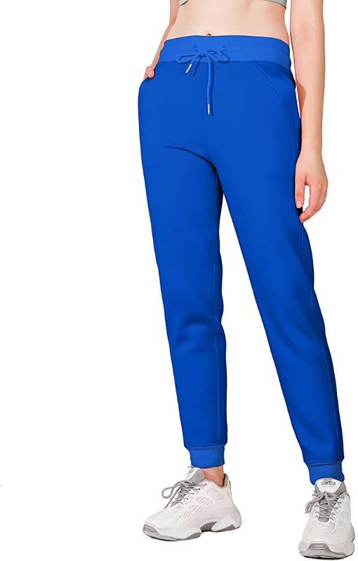 Photo 1 of MCEDAR High Waisted Joggers for Women Fleece Lined Winter Thermal Sweatpants with Pockets Petite Workout Basic Running Pants Regular X-Large BLUE