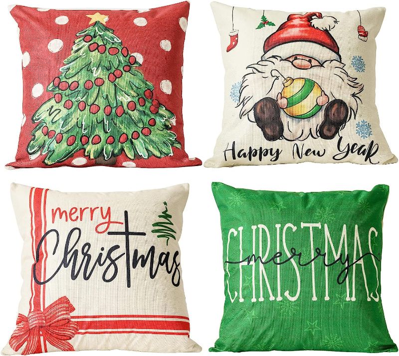 Photo 1 of  Christmas Decorations Pillow Covers 18x18 Set of 4, Winter Pillow Covers, Xmas Throw Pillow Covers for Couch, Farmhouse Christmas Decor (Without Insert)
