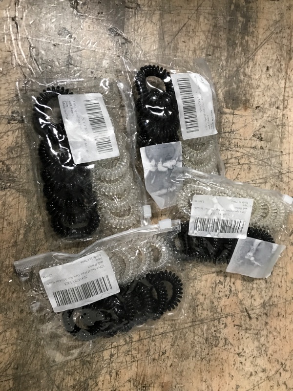 Photo 2 of 4 pack  --- Spiral Hair Ties 12 Pcs, Coil Hair Ties, Phone Cord Hair Ties, Ponytail Hair Coils No Crease - Women Ponytail Holder Black&Transparent