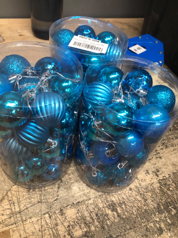 Photo 2 of 34ct Small Christmas Ball Ornaments Shatterproof Christmas Hanging Tree Decorative Balls for Party Holiday Wedding Decor Blue, 1.57",40mm Blue 1.57 in