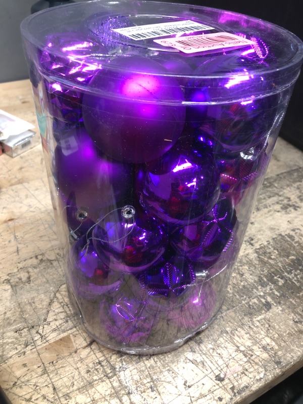 Photo 1 of 34 Count Purple X-Mas Bulbs 2.36"