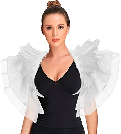 Photo 1 of Gothic Mesh Feather Shrug Cape Shawl Halloween Costume for Adult
