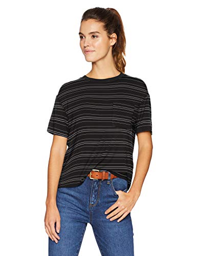 Photo 1 of Daily Ritual Women's Jersey Relaxed-Fit Short-Sleeve Crewneck Pocket T-Shirt, Black/White, Stripe, Large
