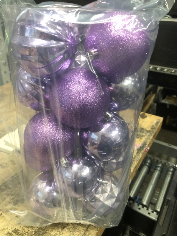 Photo 2 of 20ct Christmas Ball Ornaments Shatterproof Christmas Hanging Tree Decorative Balls for Party Holiday Wedding Decor Violet, 3.15",80mm Violet 3.15 in