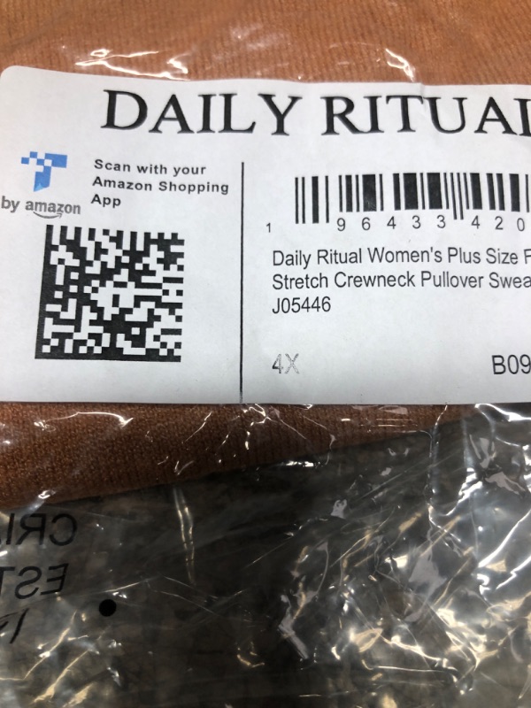 Photo 1 of Daily Ritual Women's Fine Gauge Stretch Crewneck Pullover Sweater 4X Camel