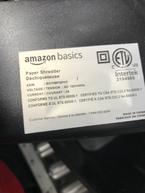 Photo 3 of *DAMAGE**SEENOTEFORDETAILS*  Amazon Basics 12-Sheet Cross-Cut Paper and Credit Card Home Office Shredder