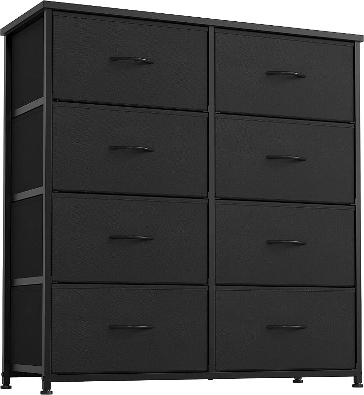 Photo 1 of *DAMAGE SEE NOTES FOR DETAILS*  CubiCubi Dresser for Bedroom, 8 Drawer Storage Organizer Tall Wide Dresser for Bedroom Hallway, Sturdy Steel Frame Wood Top, Dark Black