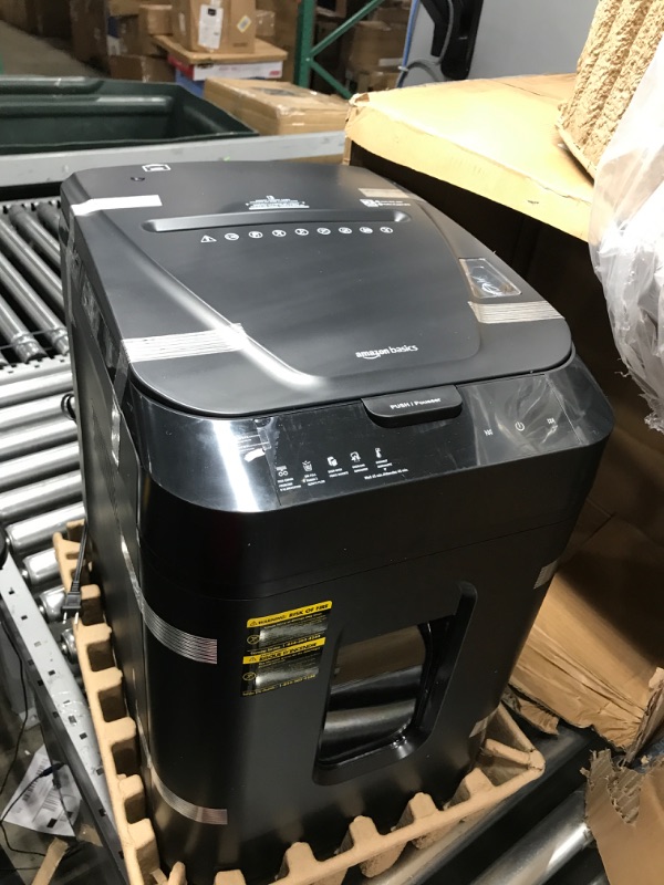 Photo 1 of *MAJOR DAMAGE SEE NOTES FOR MORE DETAILS* Amazon Basics 150-Sheet Autofeed Micro-Cut Paper Shredder