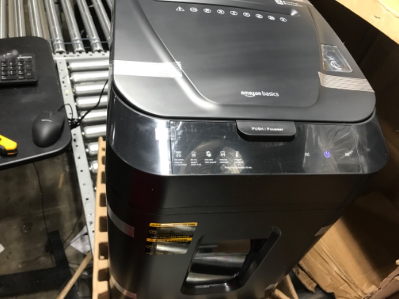 Photo 1 of *MAJOR DAMAGE SEE NOTES FOR MORE DETAILS* Amazon Basics 150-Sheet Autofeed Micro-Cut Paper Shredder