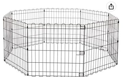 Photo 1 of Amazon Basics Foldable Metal Exercise Pet Play Pen for Dogs, No Door, 60 x 60 x 24 Inches, Black
