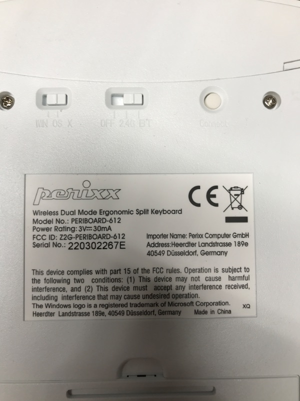 Photo 2 of Perixx Periboard-612 Wireless Ergonomic Split Keyboard, US English Layout