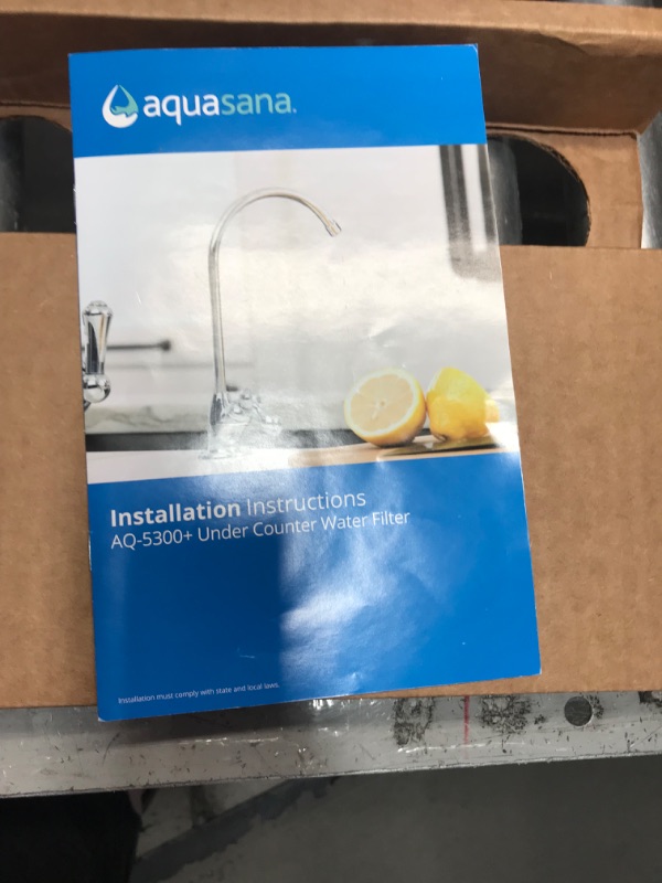 Photo 4 of *INCOMPLETE NO FAUCET* Aquasana 3-Stage Max Flow Claryum Under Sink Water Filter System - Kitchen Counter Claryum Filtration - Filters 99% Of Chlorine - Brushed Nickel Faucet - AQ-5300+.55 , White Brushed Nickel Water Filter