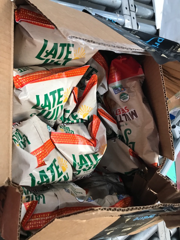 Photo 1 of *EXP: 8/5/2023* 12 PACK Late July Snacks, Organic Multigrain Sweet Potato Tortilla Chips, 7.5-oz. Bag