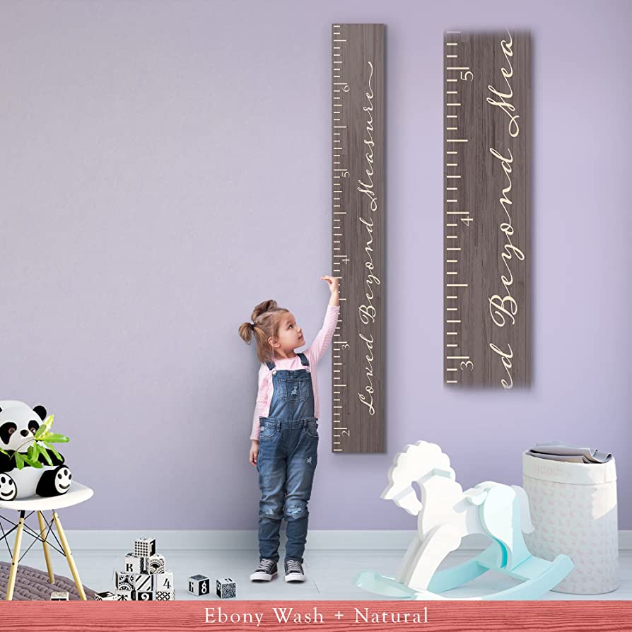 Photo 1 of Back40Life Wooden Kids Growth Chart Ruler for Boys and Girls (Loved Beyond Measure) (Ebony Wash)