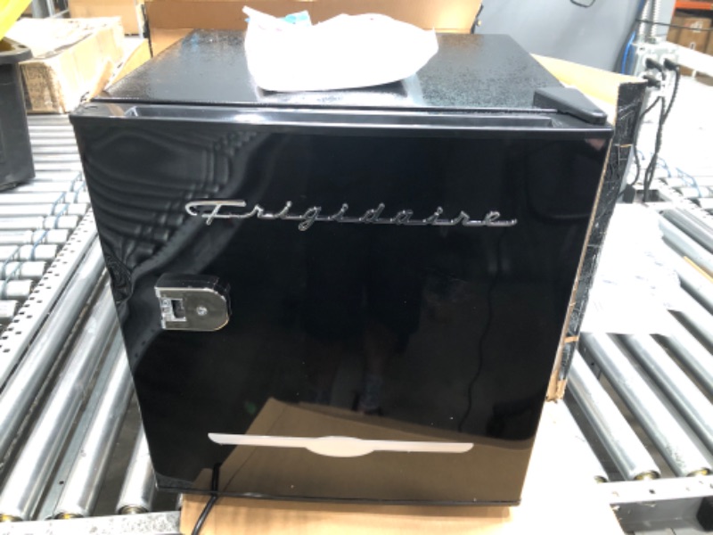 Photo 3 of ** minor damage** FRIGIDAIRE Black EFR176- AMZ EFR176 Retro Mini Refrigerator-Energy Saving-Adjustable Thermostat Control-Side Mounted Bottle Opener-Ideal for Dorm, Office, RV, Garage, Apartment 1.6 Cubic Feet