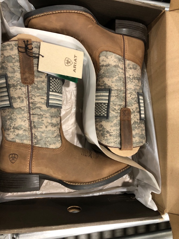 Photo 2 of ***SIZE 8W***ARIAT Men's Sport Patriot Western Boot 8 Wide Distressed Brown/Sage Camo Print