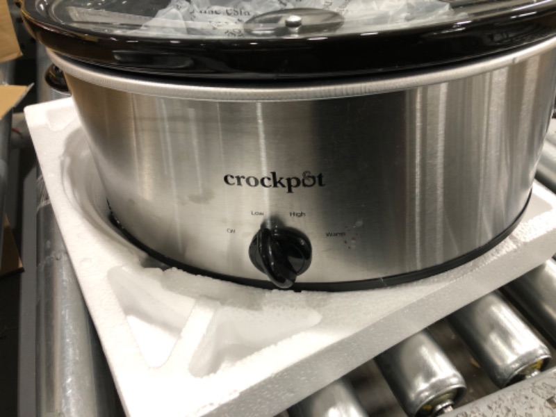 Photo 3 of ***POWERS ON***Crock-Pot 7-Quart Oval Manual Slow Cooker | Stainless Steel (SCV700-S-BR) Stainless 7 Qt Cooker