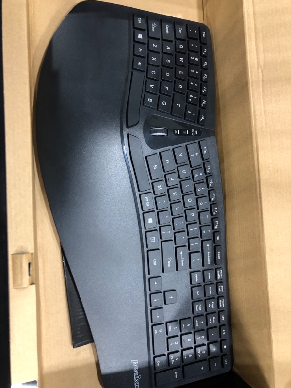 Photo 2 of Perixx Periduo-605, Wireless Ergonomic Split Keyboard and Vertical Mouse Combo, Adjustable Palm Rest and Membrane Low Profile Keys, Black, US English Layout (11633)