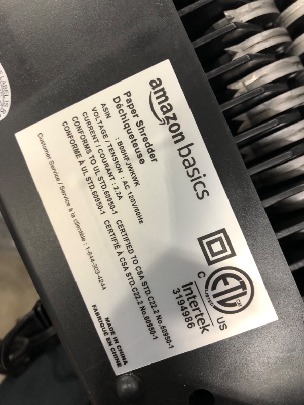 Photo 5 of Amazon Basics 6-Sheet Cross-Cut Paper and Credit Card Home Office Shredder 6 Sheet Shredder