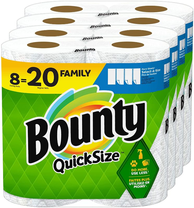 Photo 1 of Bounty Quick Size Paper Towels, White, 4 Packs Of 2 Family Rolls = 8 Family Rolls 128 Count (Pack of 8)