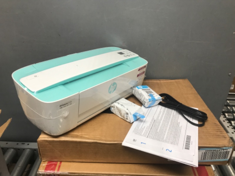 Photo 2 of HP DeskJet 3755 Compact All-in-One Wireless Printer, HP Instant Ink, Works with Alexa - Seagrass Accent (J9V92A)
