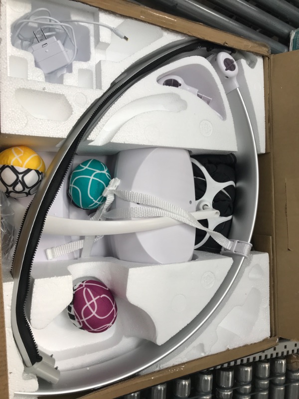 Photo 1 of 4moms mamaRoo 4 Multi-Motion Baby Swing + Safety Strap Fastener, Bluetooth Baby Swing with 5 Unique Motions, Nylon Fabric, Grey