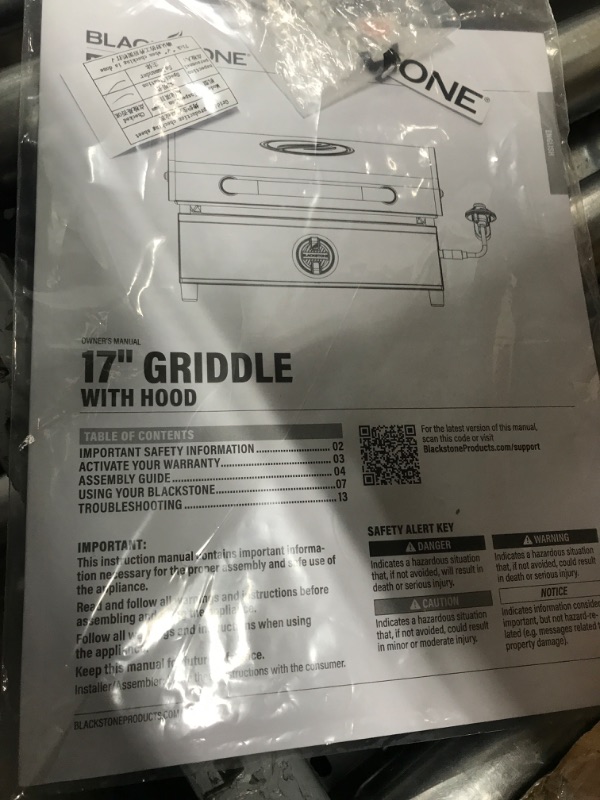 Photo 3 of Blackstone 1814 Stainless Steel Propane Gas Portable, Flat Top Griddle Frill Station for Kitchen, Camping, Outdoor, Tailgating, Tabletop, Countertop – Heavy Duty & 12, 000 BTUs, 17 Inch, Black 17 Inch Griddle 17" with Hood (Rear Grease) Griddle