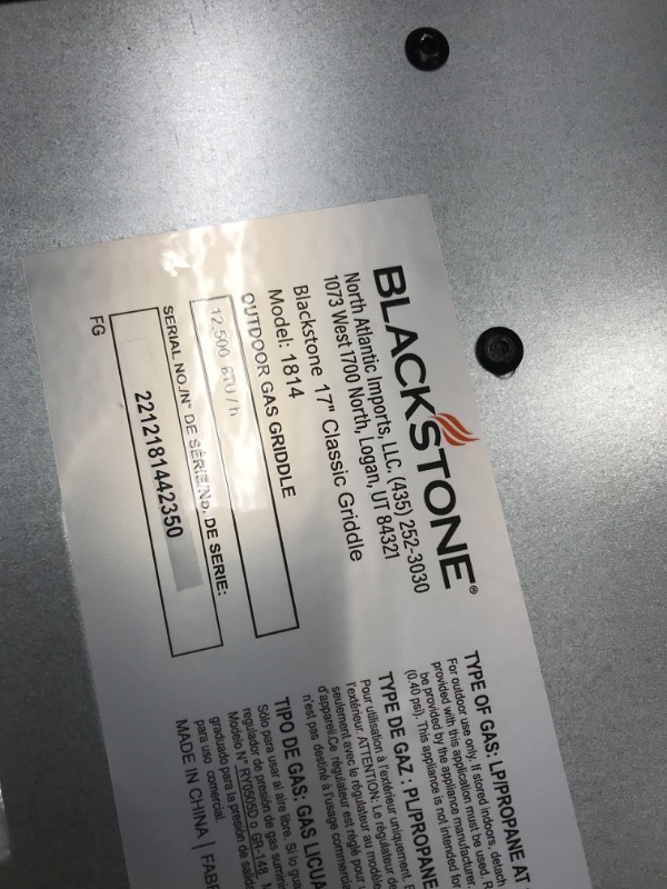 Photo 2 of Blackstone 1814 Stainless Steel Propane Gas Portable, Flat Top Griddle Frill Station for Kitchen, Camping, Outdoor, Tailgating, Tabletop, Countertop – Heavy Duty & 12, 000 BTUs, 17 Inch, Black 17 Inch Griddle 17" with Hood (Rear Grease) Griddle