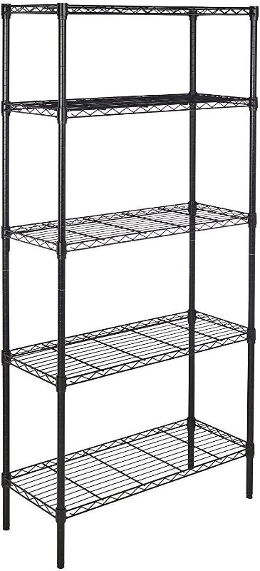 Photo 1 of **FOR PARTS ONLY**
Amazon Basic 5-shelf shelving unit - black