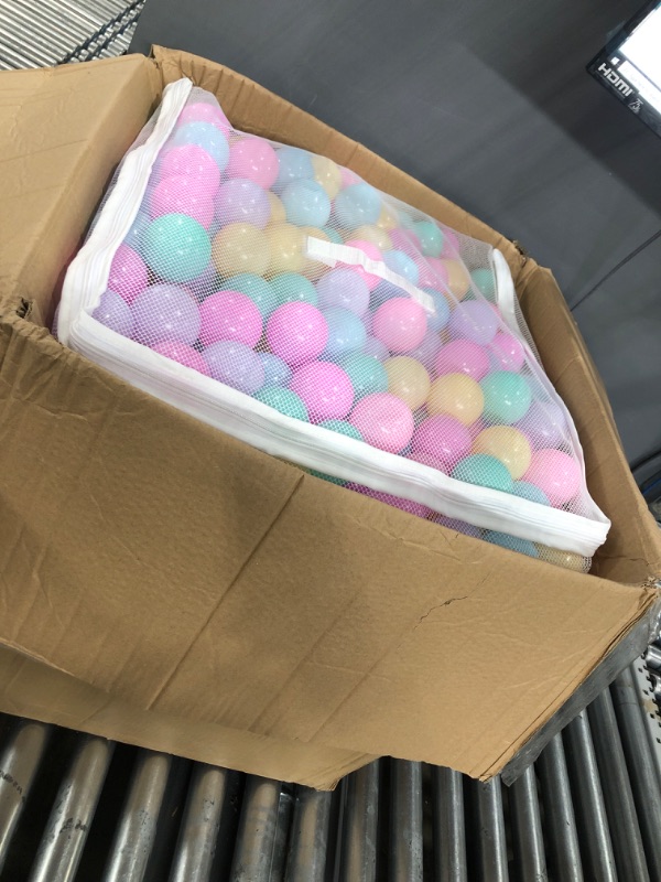 Photo 2 of Amazon Basics BPA Free Crush-Proof Plastic Ball Pit Balls with Storage Bag, Toddlers Kids 12+ Months, 6 Pastel Colors - Pack of 1000 6 Pastel Colors 1,000 Balls