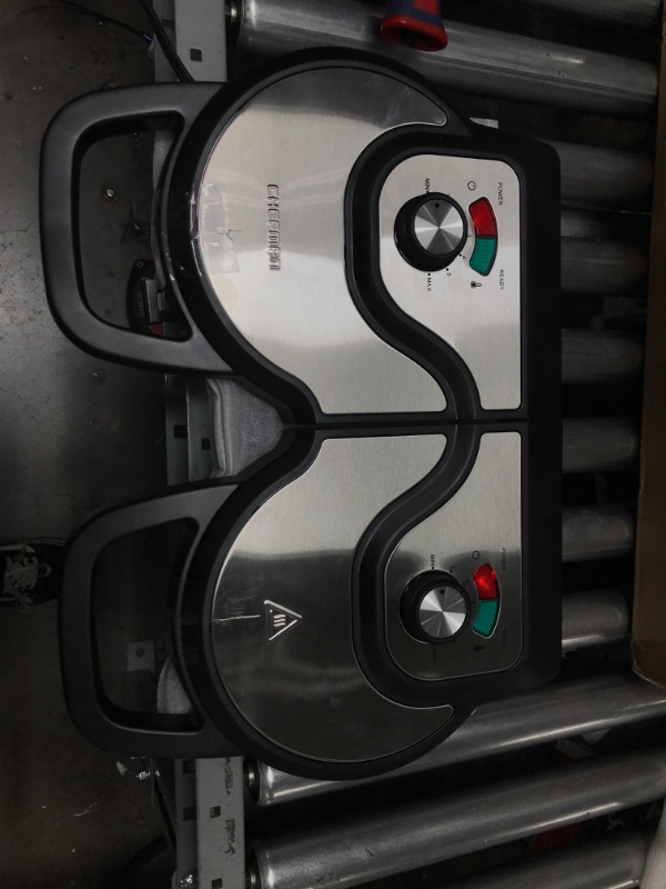 Photo 1 of Chefman Double Waffle Maker, 2 at a Time 6-Inch Belgian Waffle Maker with Mess Free Moat and 7 Shade Settings Temp Control, Electric Non Stick Waffle Iron Griddle, Hashbrowns, Keto Chaffle Maker Stainless - Double