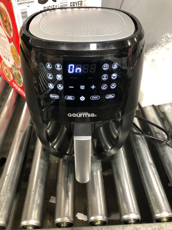 Photo 2 of Gourmia Air Fryer Oven Digital Display 6 Quart Large AirFryer Cooker 12 1-Touch Cooking Presets, XL Air Fryer Basket 1500w Power Multifunction Black and Stainless Steel Accents FRY FORCE GAF686 6 Qt.