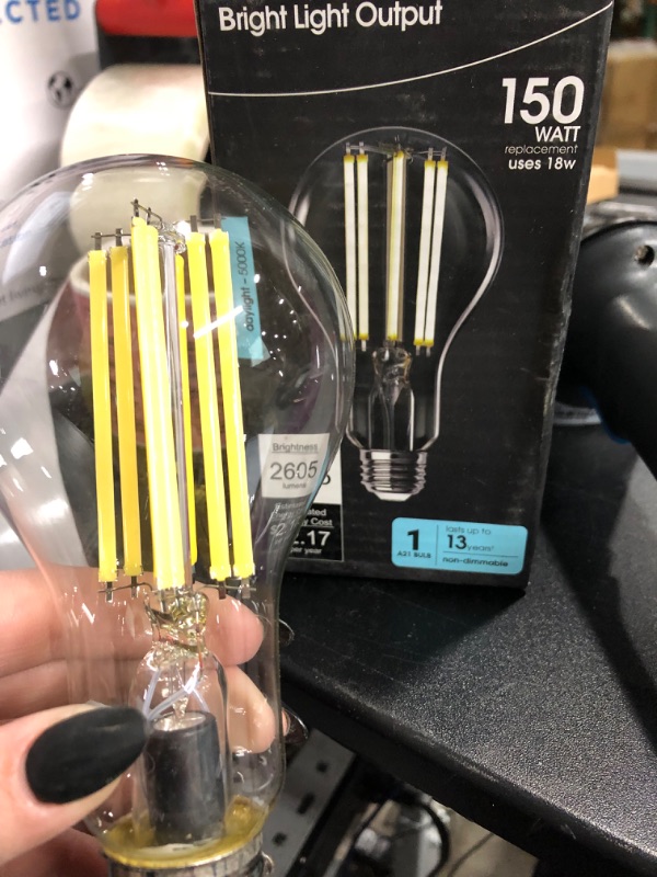 Photo 2 of 150-Watt Equivalent A21 Clear Glass Filament Daylight (5000K) LED Light Bulb (1-Bulb)