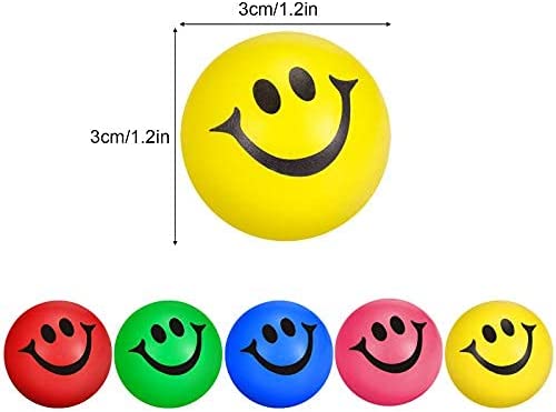Photo 1 of  8 packs of 25 1.2 Inch Smile Funny Face Stress Balls Mini Foam Smile Ball Smile Face Toys Mini Stress Relief Star Smile Balls for School Carnival Reward, Student Prizes, Party Bag Fillers