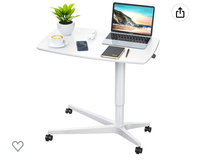 Photo 1 of FURNINXS Mobile Standing Desk Height Adjustable Pneumatic Rolling Sit Stand Desk Small Laptop Desk Cart Riser Mobile Podium for Home Office & School